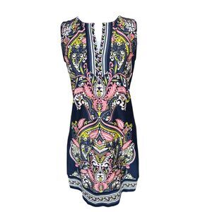 New York & Co. Women's PS Blue Paisley Floral Sheath Dress Knee Length